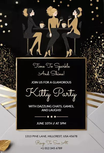 Glamorous Kitty Party Chic Gathering Invitation Template