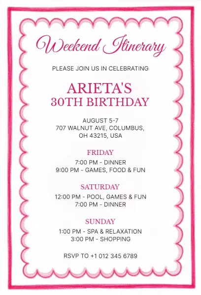 Glamorous Pink 30th Birthday Celebration Invitation Template