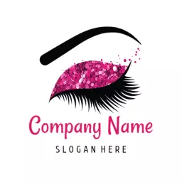 Glamorous Pink Glittery Eyelash Design for Beauty Logo Template