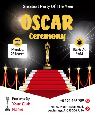Glamorous Red Carpet Oscar Award Ceremony Poster Template