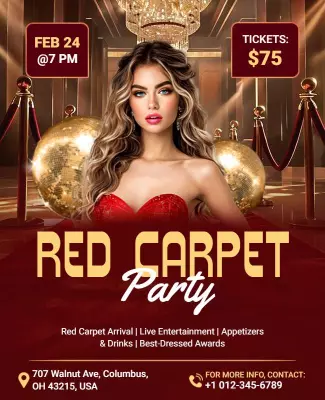 Glamorous Red Carpet Party Celebration Poster Template