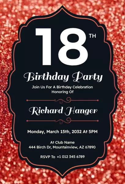 Glamorous Red Sequin 18th Birthday Celebration Invitation Template