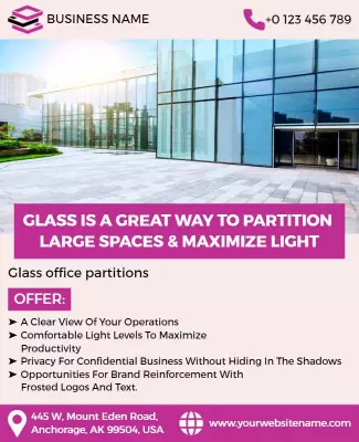 Glass Office Partition Services Flyer Template