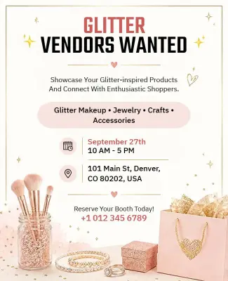 Glitter Product Vendors Wanted Flyer Template