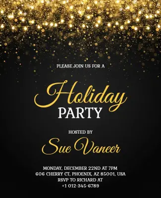 Glitter Theme Festive Holiday Party Invitation Flyer Template