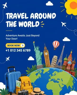 Global Travel Adventure Promotion Poster Template