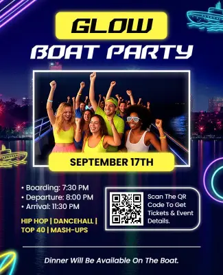 Glow Boat Party Celebration Flyer Template