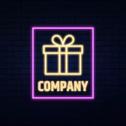Glow Effect Gift Box and Company Name Neon Logo Template