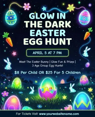 Glow in the Dark Easter Egg Hunt Flyer Template