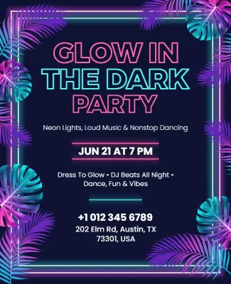 Glow in the Dark Party Event Poster Template