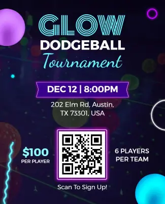 Glow Neon Dodgeball Tournament Event Flyer Template