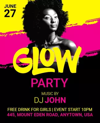 Glow Party with Dj Flyer Template