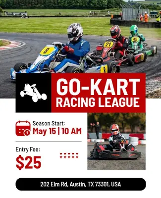Go-Kart Racing League Promotional Flyer Template