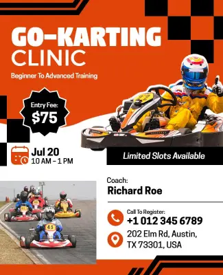 Go-Karting Training Clinic Flyer Template