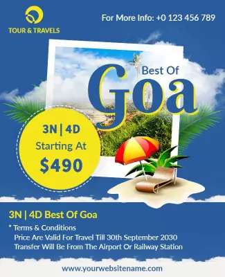 Tropical Beach Vacation Package to Goa Flyer Template