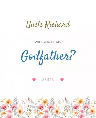 Godfather Invitation with Floral Design Flyer Template