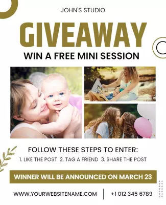 Gold Framed Family Photography Giveaway Contest Poster Template