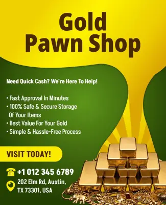 Gold Pawn Shop Service Promotion Poster Template