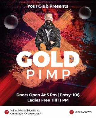 Gold Pimp Club Event Flyer Template