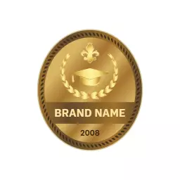 Gold Seal with Graduation Cap Represents Educational Badge Logo Template