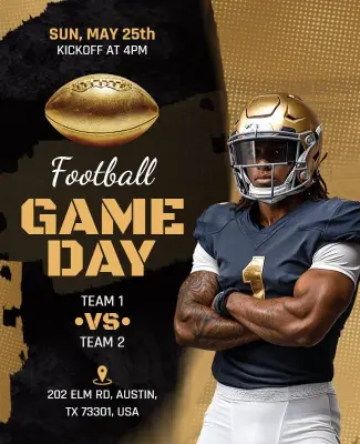 Gold Theme Football Game Flyer Template