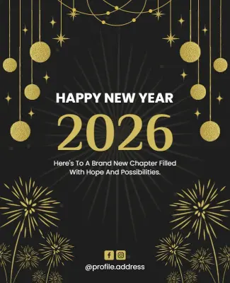 Gold Themed 2026 New Year Greeting Flyer Template