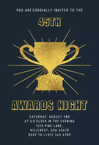 Gold Trophy 45th Annual Awards Night Invitation Template