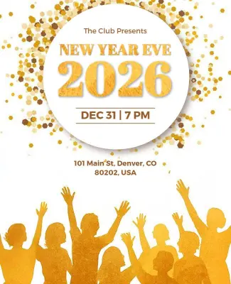 Golden 2026 New Year's Eve Party Flyer Template