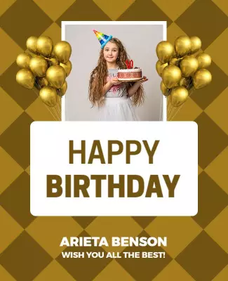 Golden and Brown Happy Birthday Flyer Template