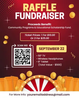 Golden Carnival Theme Raffle Fundraiser Event Poster Template