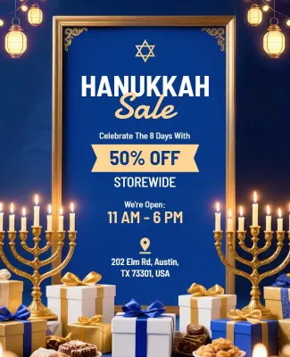 Golden Chandelier Hanukkah Sale Flyer Template