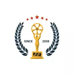 Golden Film Reel and Stars Celebrating Entertainment Achievements Logo Template