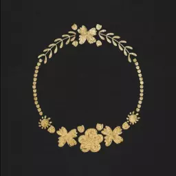 Golden Floral and Leaf Design in a Circular Arrangement Logo Template