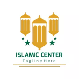 Golden Lanterns and Stars Inspired Islamic Center Logo Template