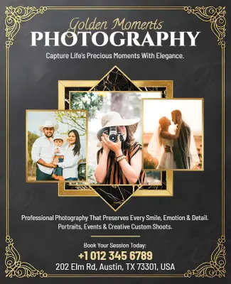 Golden Moments Photography Booking Flyer Template