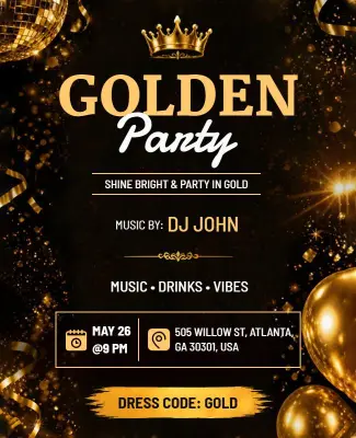 Golden Party Celebration Poster Template