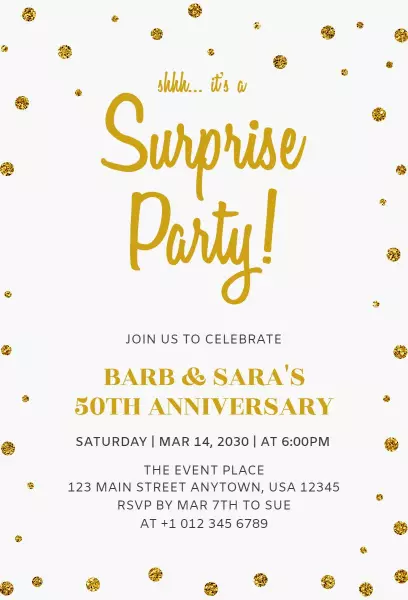 Golden Surprise 50th Anniversary Celebration Invitation Template