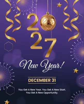 Golden Theme New Year 2027 Flyer Template