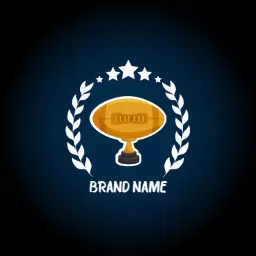 Golden Trophy Surrounded by Stars Celebrating Champions Logo Template