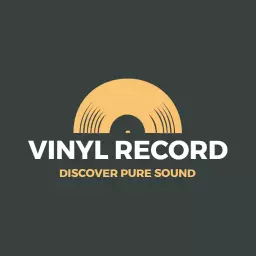 Golden Vinyl Record Design Celebrating Classic Music Culture Logo Template