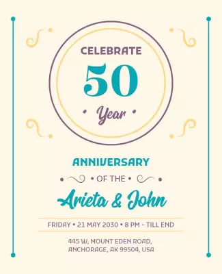 Golden Wedding Anniversary Celebration Flyer Template
