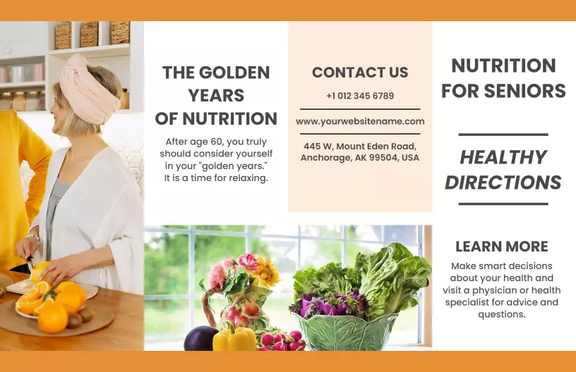 Golden Years Nutrition for Seniors Healthy Directions Brochure Template