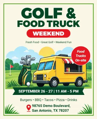 Golf and Food Truck Weekend Event Flyer Template