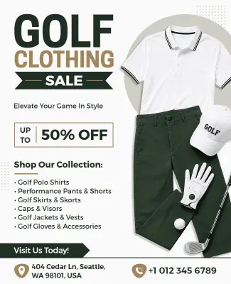 Golf Clothing Sale Promotional Flyer Template