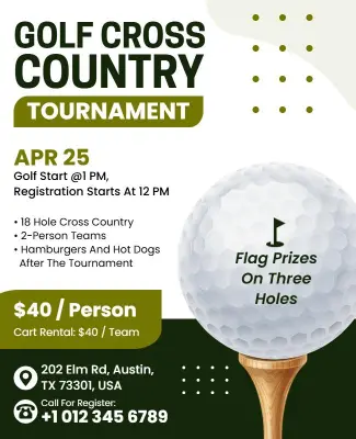 Golf Cross Country Tournament Flyer Template
