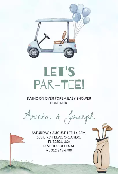 Golf-Themed Sports Baby Shower Celebration Invitation Template