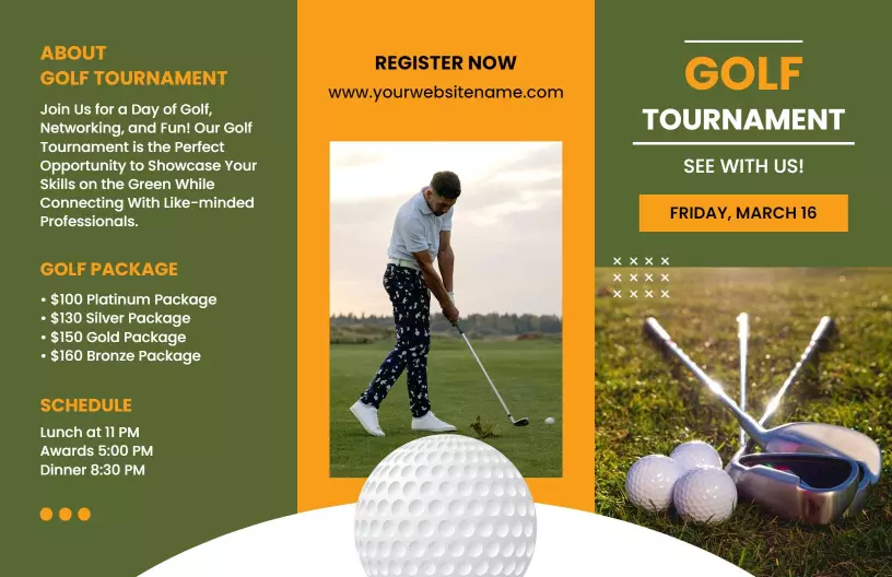 Golf Tournament Networking Event Package Brochure Template