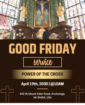 Elegant Religious Good Friday Service Power of the Cross Flyer Template