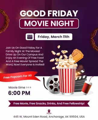 Good Friday Family Movie Night Flyer Template