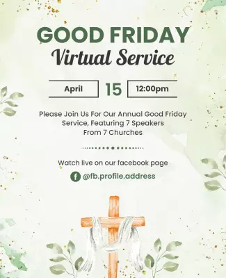 Good Friday Virtual Church Service Flyer Template